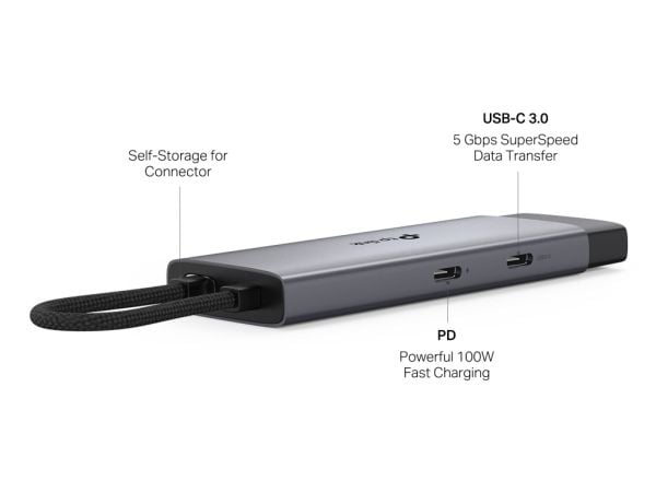 TP-Link UH5020C, USB Type-C, HDMI, USB 3.2 Gen 1 (3.1 Gen 1) Type-A, USB Type-C, 5000 Mbit/s, 60 Hz, 2160p, 4096 x 2160 piksler