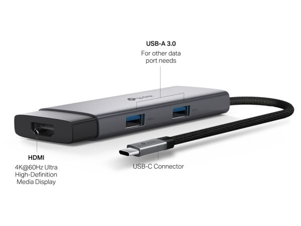 TP-Link UH5020C, USB Type-C, HDMI, USB 3.2 Gen 1 (3.1 Gen 1) Type-A, USB Type-C, 5000 Mbit/s, 60 Hz, 2160p, 4096 x 2160 piksler