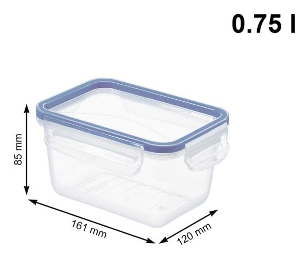 Rotho CLIC & LOCK, Container, Rektangulär, 0,75 l, Blå, Transparent, Plast, -20 ° C