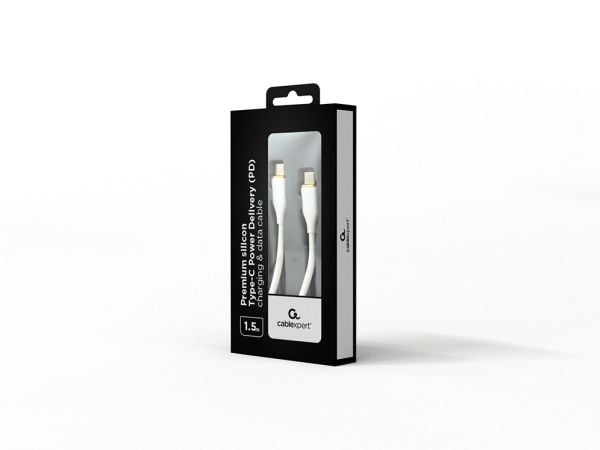 Cablexpert Premium - USB-kabel - USB-C (hann) til USB-C (hann) - USB 2.0 - 3 A - 1.5 m - formstøpt, Power Delivery-støtte, data & lading - hvit