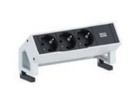 Bachmann DESK 2, 0,2 m, Alumiini, Musta, Valkoinen, 3 AC-pistorasia(a), 197 mm, 1 kpl