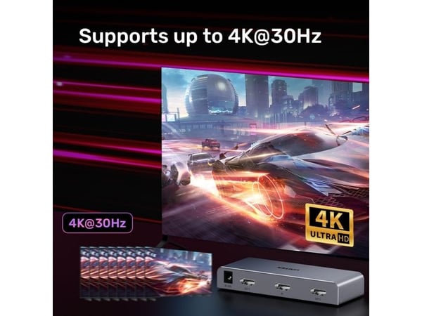 UNITEK V1130A01-EU, HDMI, 2x HDMI, 1.4b, 3840 x 2160 piksler, Grå, Metall