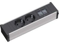 Bachmann CONI, Sisätila, Tyyppi F, Alumiini, Musta, 2 AC-pistorasia(a), 217 mm