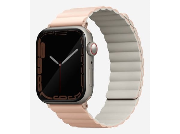 Uniq Revix, Strop / Belte, Smartklokke, Beige, Rosa, Apple, Apple Watch 49/46/45/44mm, Silikon, Rustfritt stål