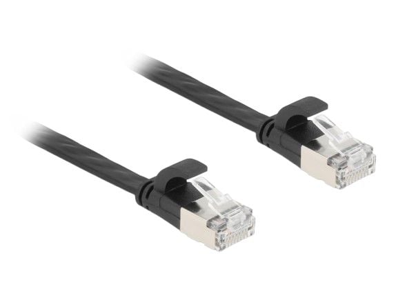 Delock - Koblingskabel - RJ-45 (hann) til RJ-45 (hann) - 10 m - U/FTP - CAT 6a - uten hindringer, flat - svart