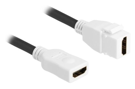 Delock - HDMI-kabel - HDMI hunn nøkkelsky til HDMI hunn - 20 cm - svart/hvit - 8 K 60 Hz (7680 x 4320) støtte