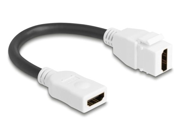 Delock - HDMI-kabel - HDMI hunn nøkkelsky til HDMI hunn - 20 cm - svart/hvit - 8 K 60 Hz (7680 x 4320) støtte