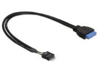Delock - USB-internkabel - 19-pins USB 3.0-plugg (hunn) til 9-pins USB-header (hann) - 45 cm - svart