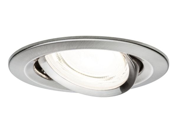 Paulmann Nova Coin, Innsunket spotlight, 1 ampuller, LED, 4000 K, 505 lm, Børstet jern