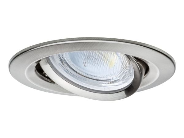 Paulmann Nova Coin, Innsunket spotlight, 1 ampuller, LED, 4000 K, 505 lm, Børstet jern