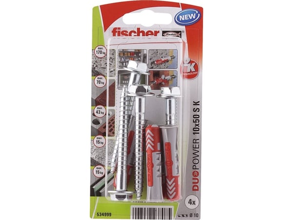 Fischer DUOPOWER 10 x 50 S, Rund, Metall, Plast, 5 cm, 5 cm, 1 cm, 7 cm