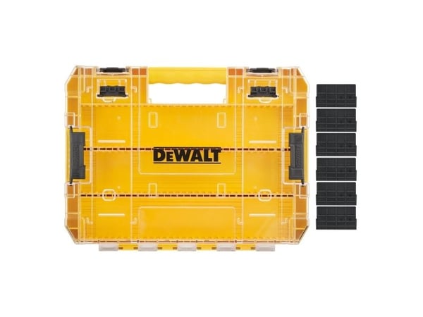 Suuri tukeva kotelo + DEWALT [DT70839-QZ], jossa on 6 lokeroa