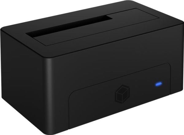 ICY BOX IB-1121-U3 - HDD / SSD-dokkestasjon - brønner: 1 - 2,5" / 3,5" delt - SATA 6Gb/s - USB 3.2 (Gen 1) - svart