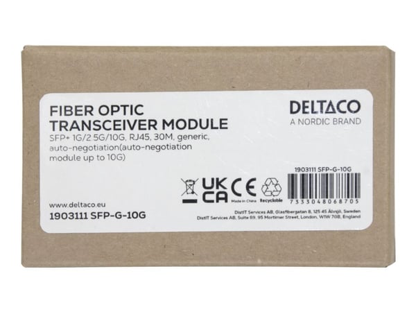 DELTACO - SFP+ transceivermodul - 10GbE - 10GBase-T - RJ-45 - opp til 30 m