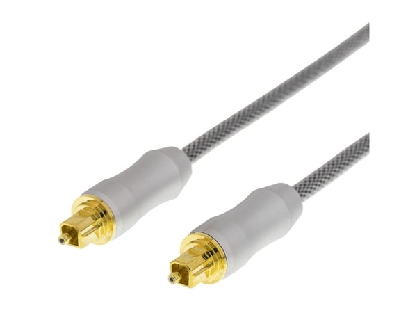 DELTACO - Digial audiokabel (optisk) - SPDIF - TOSLINK hane till TOSLINK hane - 2 m - fiberoptisk - svart, silver