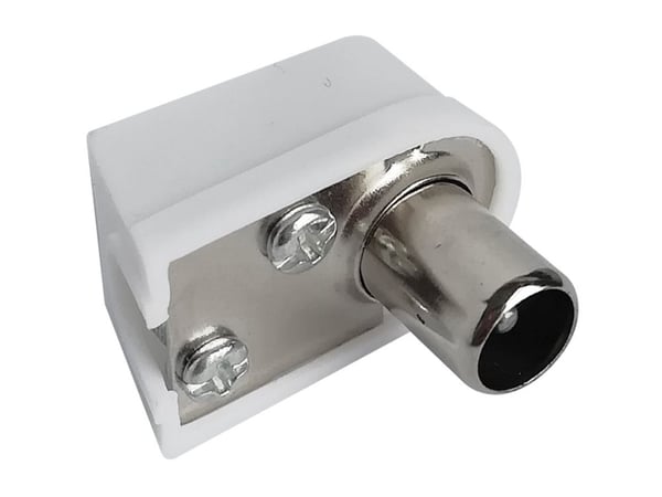DELTACO - Antennekontakt - IEC connector (9.52mm) hann vinklet til uisolert tråd - koaksial - hvit