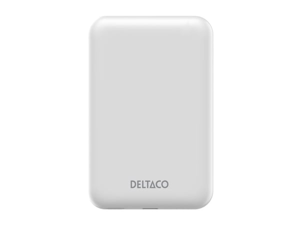 DELTACO PB-Q1006 - Strømbank - magnet, opptil 15W trådløs lading - 5000 mAh - 19.25 Wh - 20 watt (USB-C) - hvit