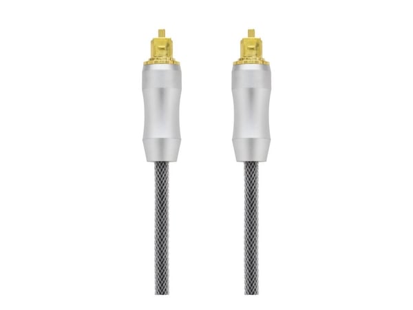 DELTACO - Digial audiokabel (optisk) - SPDIF - TOSLINK hane till TOSLINK hane - 2 m - fiberoptisk - svart, silver