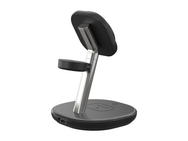 DELTACO - Trådløst ladestativ - 3-i-1, magnetisk - 22.5 watt - svart