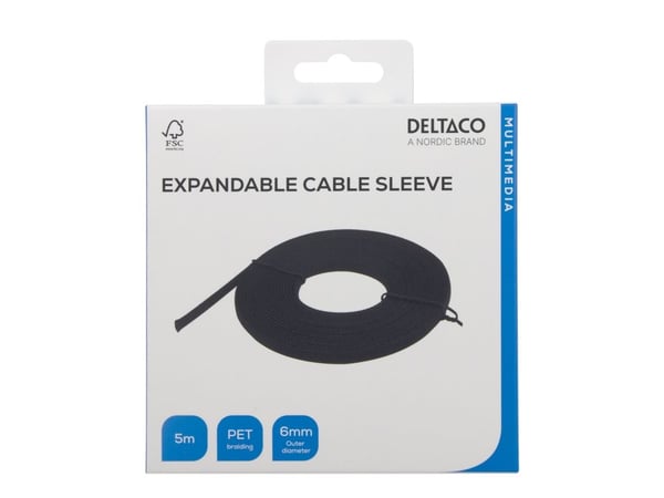 DELTACO - Kabelvikling - nett, 6 mm diameter - svart - 5 m
