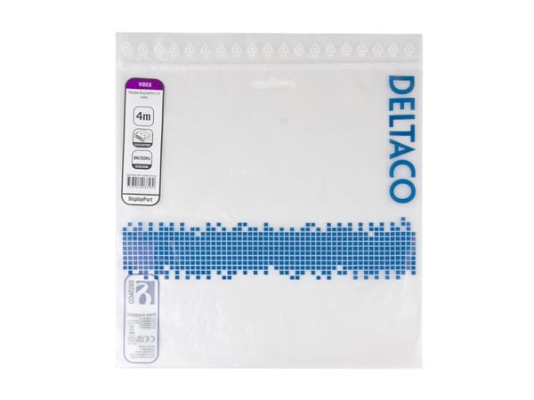 DELTACO - DisplayPort-kabel - DisplayPort (hann) til DisplayPort (hann) - DisplayPort 1.4 - 4 m - 8 K 30 Hz (7680 x 4320) støtte, fleksibel - svart