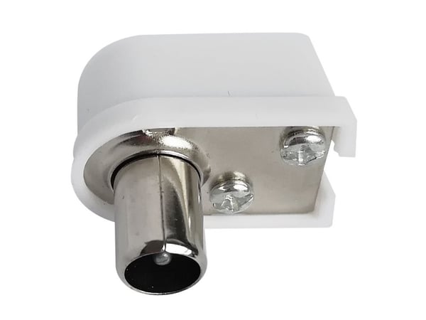 DELTACO - Antennekontakt - IEC connector (9.52mm) hann vinklet til uisolert tråd - koaksial - hvit