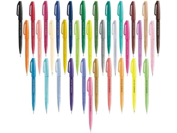 Pentel Brush Sign, Fint, 1 farger, Grå, Pensel tupp, 0,5 mm, 2 mm