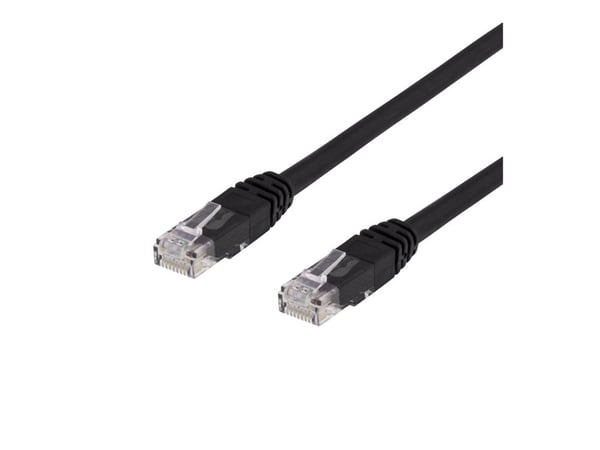 DELTACO - Patch-kabel - RJ-45 (hane) till RJ-45 (hane) - 15 m - UTP - CAT 6 - tvinnad - svart