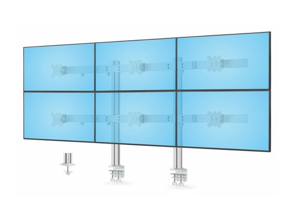 Startech Six-Monitor Desk Mount w/ Crossbar, Up To 32" Screens/17.6lb - Monteringssett - for 6 LCD-skjermer - kolonne, dual - plastikk, stål - hvit...