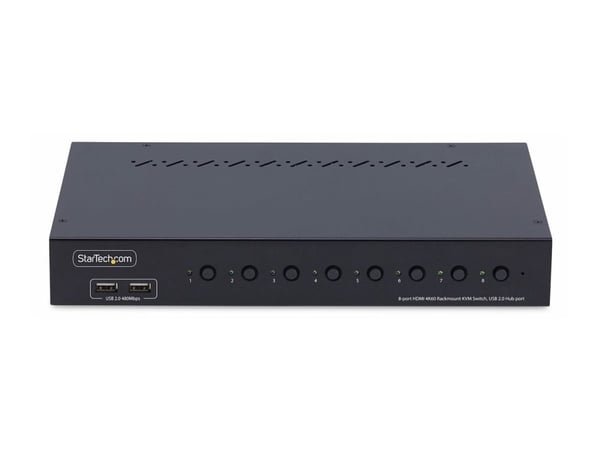 StarTech.com R8AH202-KVM-SWITCH, 3840 x 2160 pikseliä, 4K Ultra HD, Telineasennus, 1U, 36 W, musta