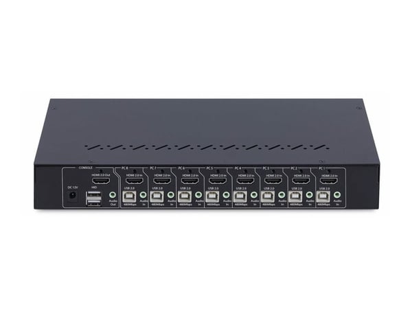 StarTech.com R8AH202-KVM-SWITCH, 3840 x 2160 pikseliä, 4K Ultra HD, Telineasennus, 1U, 36 W, musta