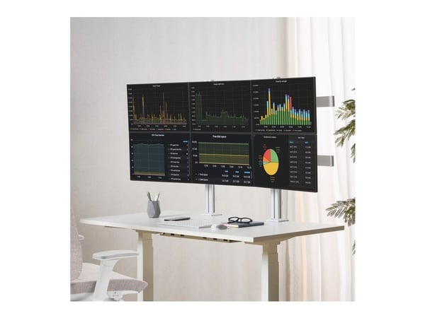 Startech Six-Monitor Desk Mount w/ Crossbar, Up To 32" Screens/17.6lb - Monteringssett - for 6 LCD-skjermer - kolonne, dual - plastikk, stål - hvit...
