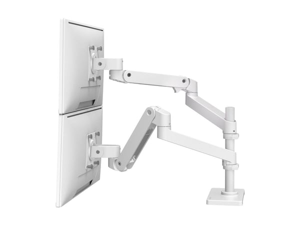 Ergotron LX Pro - Monteringssett (dobbel stablearm) - for 2 LCD-skjermer - aluminium - hvit - skjermstørrelse: inntil 24" - skrivebordsmonterbar