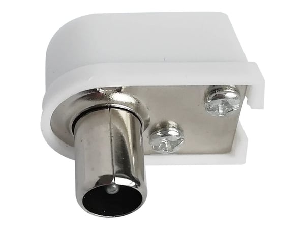 DELTACO - Antennekontakt - IEC connector (9.52mm) hann vinklet til uisolert tråd - koaksial - hvit