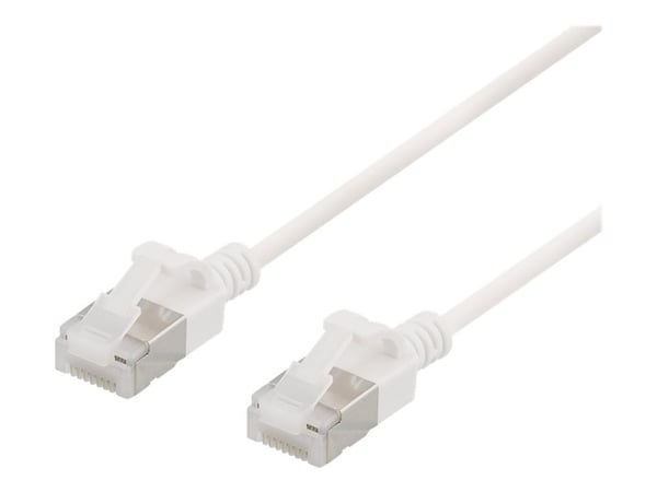 Deltaco U/FTP Cat6a laitekaapeli, ohut, läpimitta 3,8mm, 1,5m, valk., 1,5 m, Cat6a, U/FTP (STP), RJ-45, RJ-45, Valkoinen