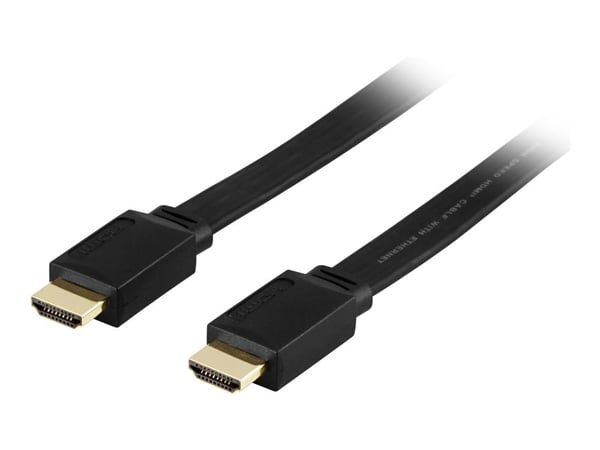 DELTACO - HDMI-kabel med Ethernet - HDMI hann til HDMI hann - 5 m - svart - flat
