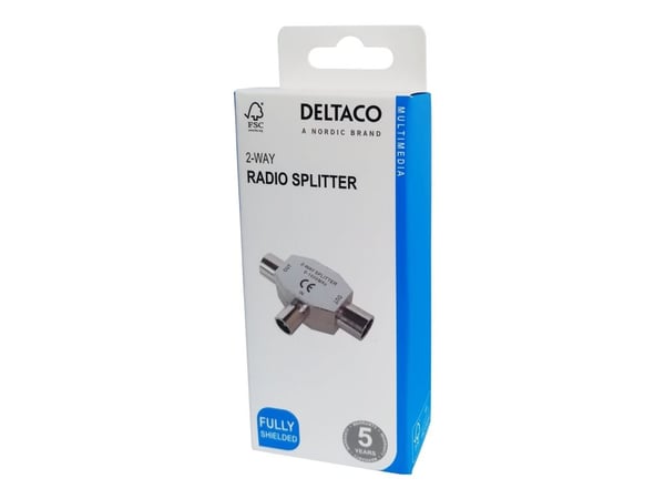 Deltaco 2-suuntainen radiojakaja, täysin suojattu, IEC, Hopea