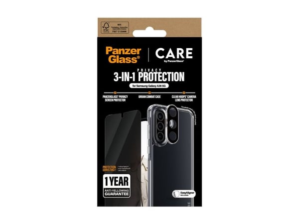 CARE by PanzerGlass Urban Combat - 3-i-1 personvernsbeskyttelsespakke - baksidedeksel for mobiltelefon - 100 % resirkulert termoplastisk polyuretan...