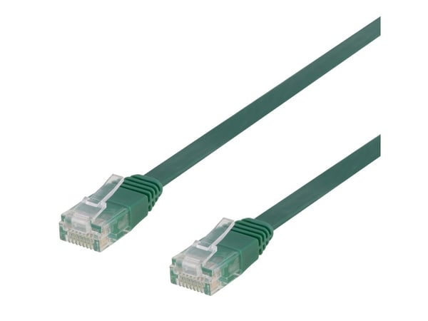 DELTACO - Koblingskabel - RJ-45 (hann) til RJ-45 (hann) - 50 cm - UTP - CAT 6 - flat - grønn