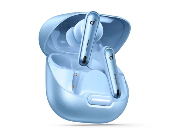 Soundcore Liberty 4 NC - True wireless-hodetelefoner med mikrofon - i øret - Bluetooth - aktiv støydemping - lys blå