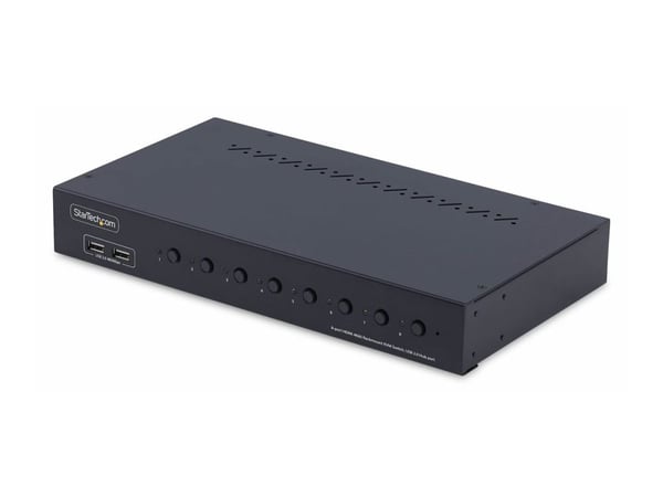 StarTech.com R8AH202-KVM-SWITCH, 3840 x 2160 pikseliä, 4K Ultra HD, Telineasennus, 1U, 36 W, musta