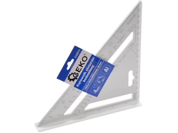 Geko vinkel for snekker-/bygg 185x185x260 mm 4 mm (36/72)