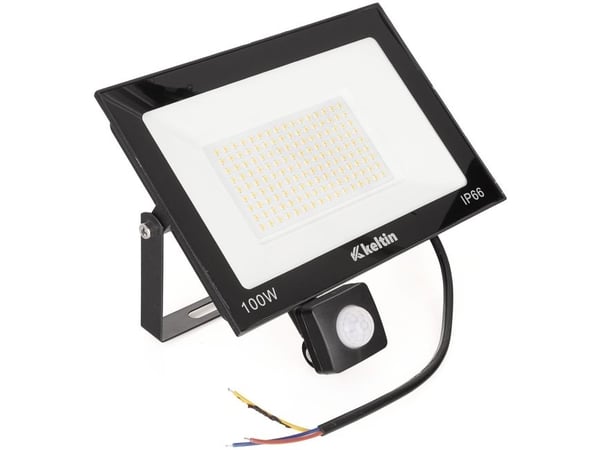 LED-lys 100 W med bevegelsessensor, kaldhvit 6500K (10)