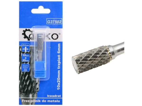 GEKO fräs-/fil för metall i volframkarbid 10x20 mm skaft 6 mm (fyrkant) (200)