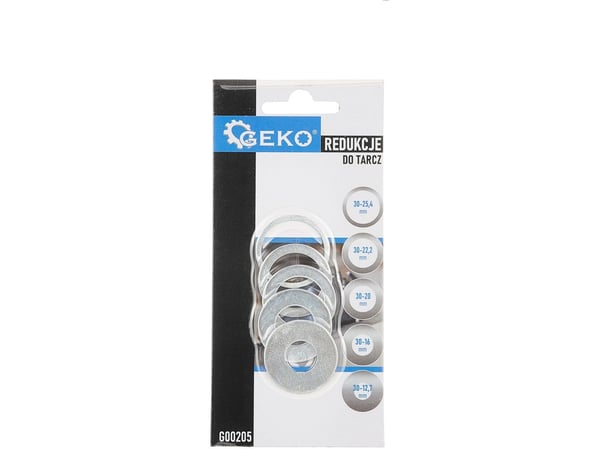 GEKO reduksjoner for skiver 5 stk. 30-25,4; 30-22,2; 30-20; 30-16; 30-12,7