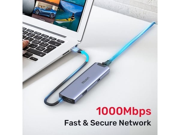 Unitek H1112F aktiv HUB USB-C 5 Gbps, HDMI RJ-45 PD 100 W