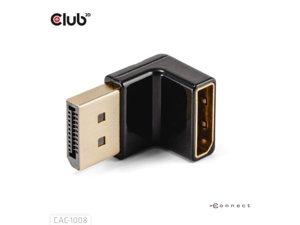 Club 3D - DisplayPort-adapter - DisplayPort (hann) til DisplayPort (hunn) vinklet - DisplayPort 1.4 - 4K 120 Hz støtte, up to 16.2 Gbps data transf...