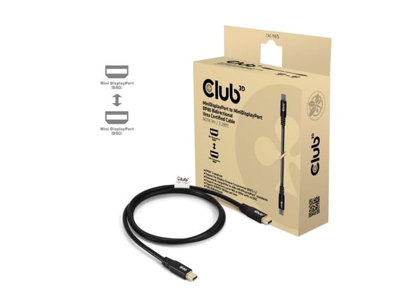 CLUB3D MINIDISPLAYPORT TIL MINIDISPLAYPORT DP80BIDIRECTIONAL VESA-SERTIFISERT KABEL 1M/3.28 FT - Kabel