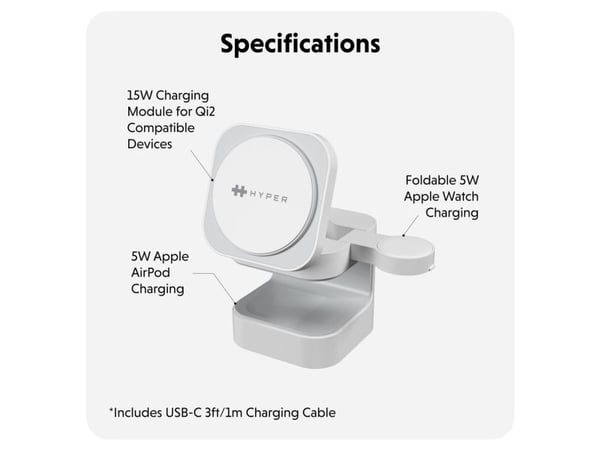 Targus HyperJuice - Trådløst ladestativ - 3-i-1 - 15 watt