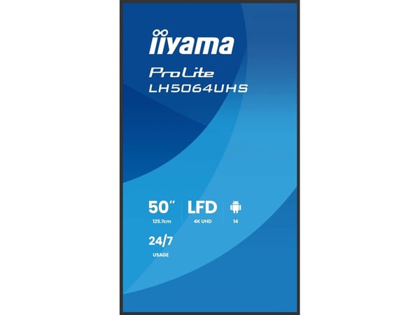 iiyama ProLite LH5064UHS-B1AG - 50" Diagonalklasse (49.5" synlig) LED-bakgrunnsbelyst LCD-skjerm - intelligent skilting - med innebygd SoC-mediespi...